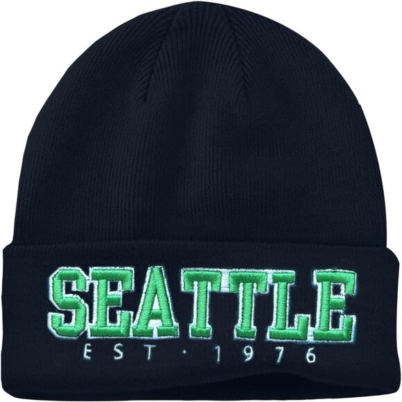 Women's Green & Blue Soft Knit Winter Hat For Cold Weather Beanie Toque Hat - Picture 1 of 5